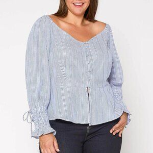 ANTHROPOLOGIE NURODE smocked sleeve wrap top Sz 2X  NEW